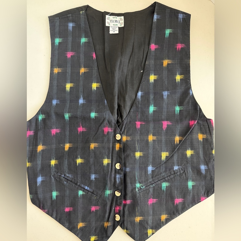 🖤🌈VIA MAX Black Cotton Vest Colorful🩷🧡💛💚🩵